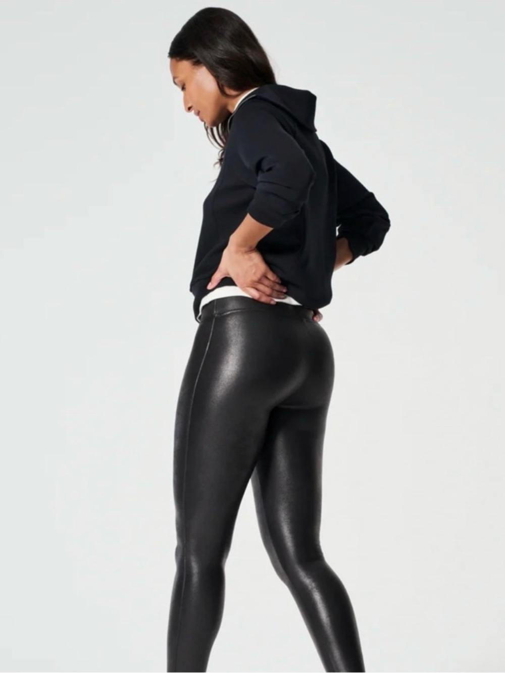 SPANX Black Faux-Leather Leggings